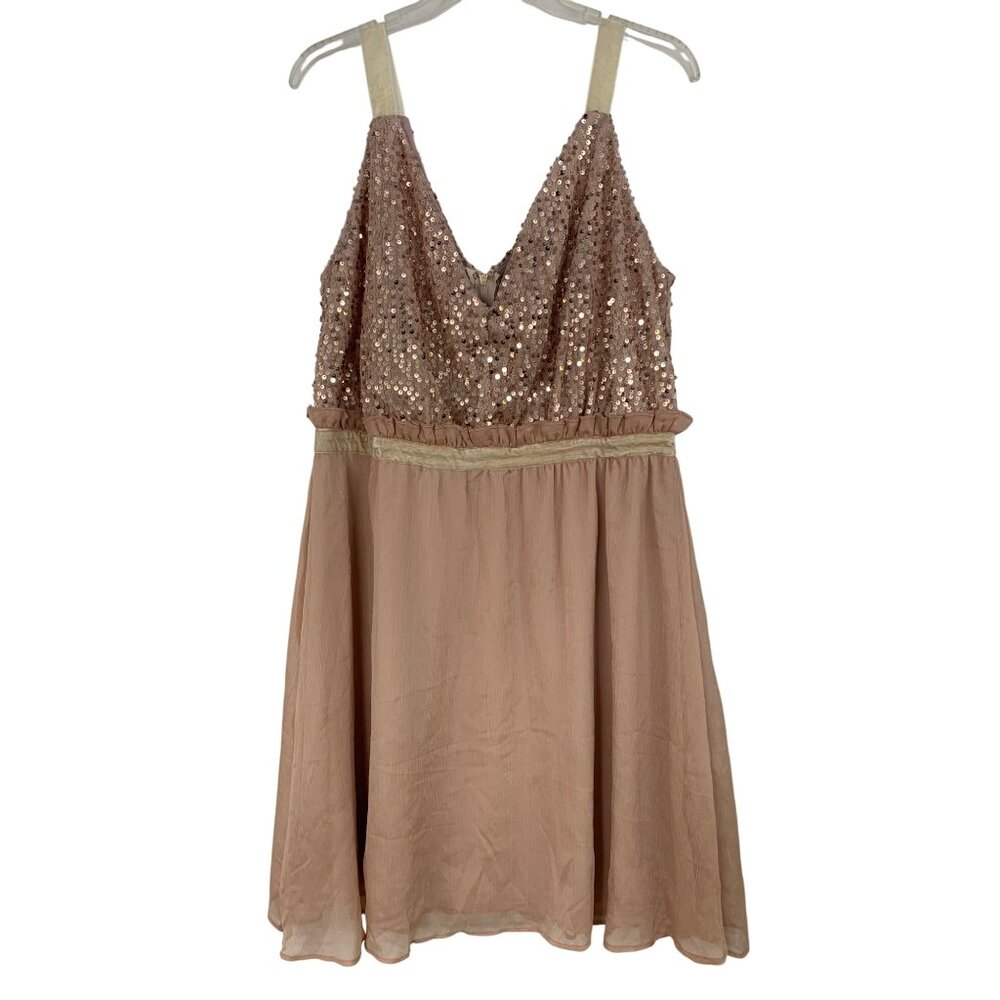 Sequin Chiffon Strap Dress 2XL Blush RBB10452 NWOT Special Event